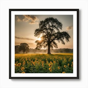 Sunflowers At Sunrise Art Print