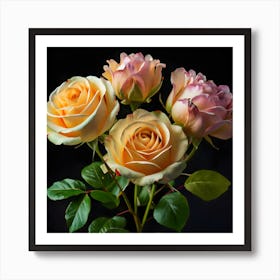 Colorful Roses Background Sharp And Focused Art Print