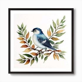 Bluebird Watercolor Painting  Art Print