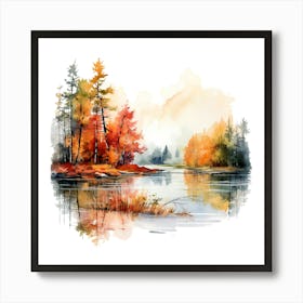 Watercolor Autumn Trees 16 Art Print