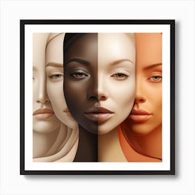 Four Women With Different Skin Tones Art Print