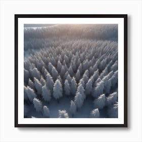 Winter Forest With Visible Horizon And Stars From Above Drone View Perfect Composition Beautiful (6) Art Print