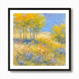 Yellow And Blue Meadow Art Print