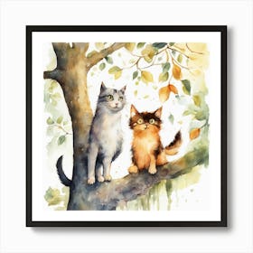 Two Cats In A Tree 2 Art Print