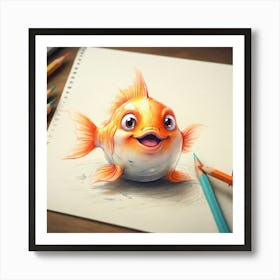 Goldfish Drawing 7 Art Print