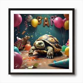 Tortoise In The Party Looking Embarrassed And Ashamed Of His Actions (3) Art Print