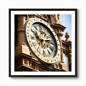 Clock Time Architecture Stone Building Old English Vintage Historical Heritage Classic An Affiche