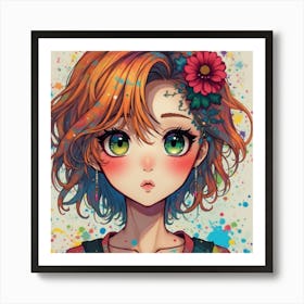 Anime colorful girl Art Print