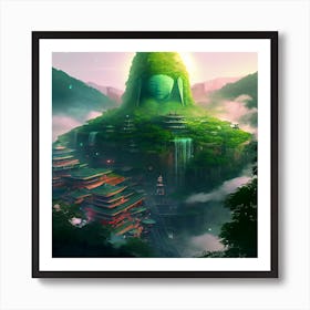 Myeera Giant Green Leaf With A Tiny Futuristic City Living Insi 630f10b2 7bac 4169 934c 425ea7af9e9b Art Print