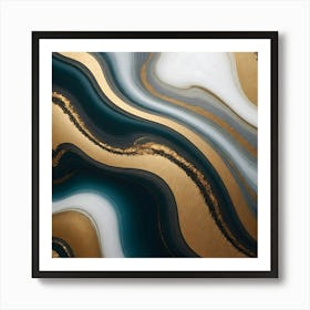 Abstract Gold And Black Painting Art Print