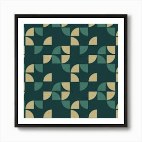 Bauhaus Geometric Teal Art Print