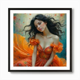 Orange Dress Art Print