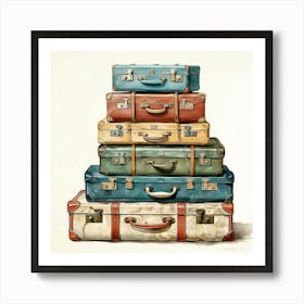 Vintage Travel Luggage Art Print