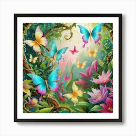 Butterflies In The Garden Art Print