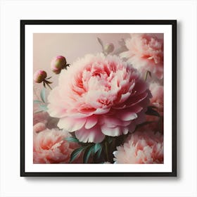 Large pink Peony flower Art Print