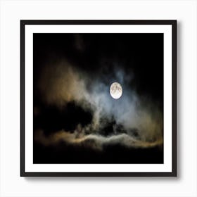 Full Moon In The Clouds Art Print