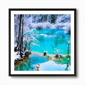 Jiuzhaigou's Panda Lake In Winter Art Print