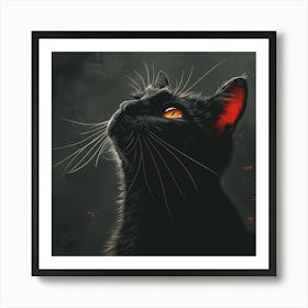 Black Cat with Orange eyes - city wall art, colorful wall art, home decor, minimal art, modern wall art, wall art, wall decoration, wall print colourful wall art, decor wall art, digital art, digital art download, interior wall art, downloadable art, eclectic wall, fantasy wall art, home decoration, home decor wall, printable art, printable wall art, wall art prints, artistic expression, contemporary, modern art print, Art Print