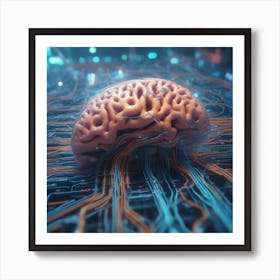 Brain On A Circuit Board 102 Art Print