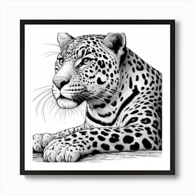 Line Art leopard 3 Art Print