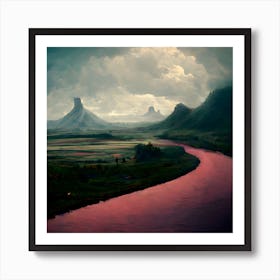 Crimson Cascades Art Print