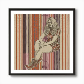 Girl Sitting On A Bench Art Print