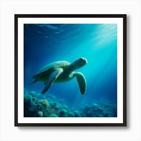 Sea Turtle - Sea Turtle Stock Videos & Royalty-Free Footage 2 Art Print