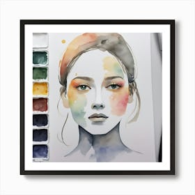 Watercolor Portrait Of A Woman 4 Art Print