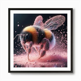 Bee With Pink Powder Art Print