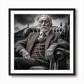 Old Man Sitting In Chair Art Print