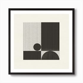 Geometric Minimalistic Simple Design Beige and Black Art Print