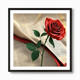 Rose On A Book 2 Art Print