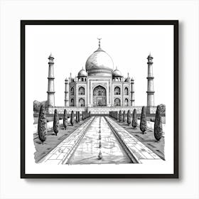 A Taj Mahal In Agra Hand Drawn Sketch Illustrati 1719953542 4 Art Print