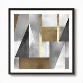 Gold and metal geometry 9 Art Print