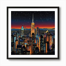 New York City At Night Art Print