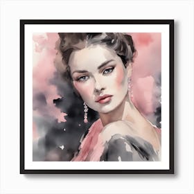 Watercolor Portrait Of A Woman Art Print