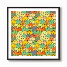 Seamless Pattern With Doodle Bunny Art Print