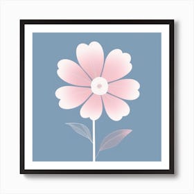 A White And Pink Flower In Minimalist Style Square Composition 81 Art Print