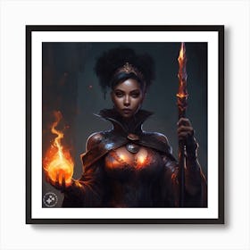 Lady Mage With A Fiery Orb Art Print