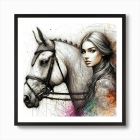 Girl With A Horse Art Print