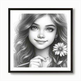 Girl With A Flower Art Print
