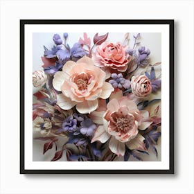 Paper Flowers Bouquet Art Print