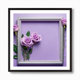 Purple Roses In A Frame Art Print