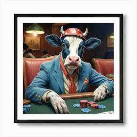 Cow Playing Poker 5 Art Print