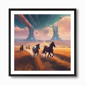 Horses In Space Art Print