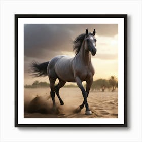 Horse Galloping In The Desert Art Print