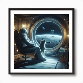 Astronaut In Space With His Dog Art Print