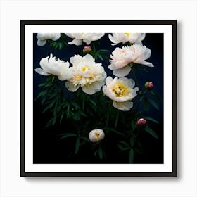 White Peonies 1 Art Print