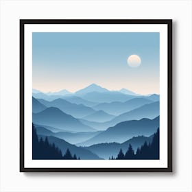 Misty mountains background in blue tone 16 Art Print