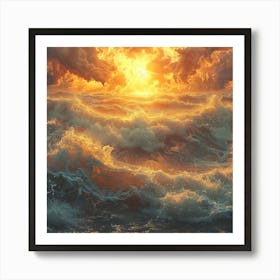 Sun Rising Over The Ocean Art Print